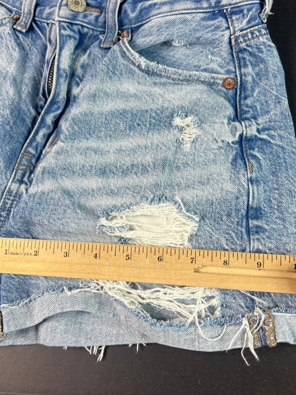 American Eagle Shorts Women's 25* Mom Blue Faded Cuffed Distressed Denim Tag 0 - Picture 14 of 16